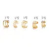 2022 Nuevo Set de 5 Piezas Aretes Moda Simple Hueco Hojas Pequeñas Tipo C Sin Agujeros en la Oreja Clip para Hueso de la Oreja Joyería