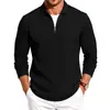 Moletom de manga longa masculino estilo americano outono 2026 com padrão de osso de cobra texturizado, malha elástica, gola semiaberta, estilo casual extremo