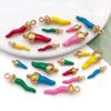 1 Colgante de Verdura Chile de Acero Inoxidable con Recubrimiento Electroforjado al Vacío y Esmalte de Colores Accesorio para Joyería DIY