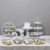 Suporte de decoração de mesa de sobremesa de ferro branco, bandeja para bolo, suporte para lanche de chá da tarde europeu, mesa para pausa para chá de refeição fria