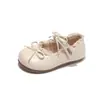 Zapatos de piel versátiles de moda para niños para primavera y verano con lazo, zapatos Mary Jane de princesa para niñas, zapatos nuevos de suela blanda