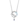 Collar de unicornio de plata de ley 925 para mujer, diseño de nicho, entrada de lujo, piedra esmaltada, luna, cadena de clavícula, colgante de estrella