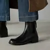 Nuevas Botas de Tobillo Vintage Europeas y Americanas para Otoño/Invierno, Piel Genuina, Punta Redonda, Tacón Grueso, Marrón Desgastado, Botas Martin para Mujer sin Cordones