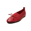 Zapatos Planos de Piel de Oveja de Primera Capa con Lazo para Mujer, Zapatos de Media Caña Individuales, Nuevo Estilo Primavera y Otoño, Piel Genuina por Dentro y por Fuera, Zapatos Individuales Pequeños Estilo Coreano para Mujer
