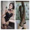 Lianxin Original Novo Sexy Lingerie Uniforme Tentação Preto Macacão Gravata Borboleta Renda Sexy Empregada Entrega