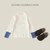 Suéter de Punto de Media Cuello para Niños y Niñas, Temporada de Primavera y Otoño, Suéter de Bloques de Color con Puños, Camiseta Base Suave y Amigable con la Piel para Bebé