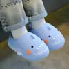 Chinelos de algodão de tubarão para crianças outono e inverno, unissex, quentes, forrados com fleece, impermeáveis, para bebês e crianças pequenas, sapatos de bebê fofos com calcanhar fechado