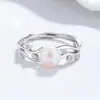 Anillo de Perla de Agua Dulce Natural con Forma de Hoja para Mujer Anillo de Plata 925 Joyería de Zirconia de Gama Alta Nicho Anillo de Moda Ins