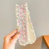 Lindas pegatinas de flequillo de dibujos animados para otoño e invierno, diademas de punto florales versátiles de estilo coreano con cierres de velcro, que exudan un ambiente sofisticado y elegante