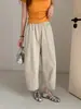 Pantalones de Pierna Ancha Estilo Coreano Papel Persona Scimitar Verano Mujer Ligeros Cintura Alta Holgados Adelgazantes Petite Acortados Pantalones de Abuela