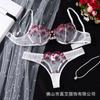 Lingerie Sexy Transfronteiriça da Amazon para Mulheres, Conjunto de Sutiã Push-Up com Renda Floral da Moda em Malha Transparente 26