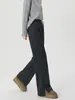 Nuevos pantalones casuales de pierna recta con patrón de espiga 2026, versátiles, forrados de polar, alargan las piernas, exudan un ambiente relajado y elegante, adecuados para ir al trabajo