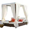 Terraza de Villa Casual Cama Sofá Resistente a la Lluvia y al Sol Silla de Mimbre para Sala de Estar Hotel B&B con Cortina de Gasa Cama Sofá