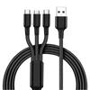 Cable de carga para teléfono móvil tres en uno de nailon tejido, con múltiples cabezales, carga rápida 2A, logotipo, pequeños regalos, venta al por mayor