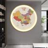 Pintura Decorativa Redonda de Mapa Pintura Luminosa Led Pintura Colgante de Entrada Oficina Sala de Té con Pintura de Luz Mural de Sala de Estar Estilo Chino Nuevo