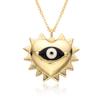 Collar Ojo de Diablo con Zircón Colorido Transfronterizo con Goteo de Aceite para Mujer, Latón Micro-Incrustado Chapado en Oro, Collar Ojo de Diablo Azul Europeo y Americano