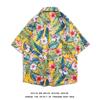 Moda Vintage Estilo Hong Kong Marca Flor Camisa de Flores para Hombres y Mujeres Camisa de Flores de Manga Corta para Parejas Hombres Delgada Verano Secado Rápido Vacaciones en la Playa