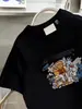 Camiseta Blanca de Manga Corta con Estampado Estilo Coreano para Mujer Verano 2024 Nuevo Diseño con Sentido Holgada Casual Cuello Redondo Top de Nicho