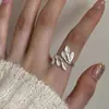 Anillo de Plata de Ley 925 Simple Dulce Fresco Flor Otoño Invierno Nuevo Anillo para Mujer ins Sensación de Alta Gama Anillo de Junta Abierta Ajustable