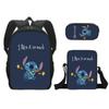 Novo produto: Mochila Escolar de Desenho Animado, Mochila de Estudante de Poliéster, Estojo Simples Infantil, Pequena Bolsa de Ombro, Conjunto de Três Peças