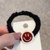 Estilo Coreano Retro Elegante Reductor de Edad Letra Roja Amor Bucle Intestinal Pequeño Titular Cubierta de Cuero para Cola de Caballo Alta Anillo para el Cabello Accesorios para el Cabello