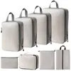Conjunto de Compressão para Armazenamento de Viagem com 7 Peças para Roupas Sapatos Higiene Pessoal Cosméticos Sacos de Armazenamento Sacos Impermeáveis Armazenamento Portátil