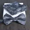 Lenço Quadrado Gravata Borboleta Conjunto de 2 Peças Grande Jacquard Formal Negócios Noivo Casamento Festivo Moda Tendência Novo Vinho Tinto