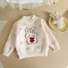 Suéter de Lunares para Niña Otoño e Invierno Grueso Estilo Coreano Suéter para Bebé Dibujo de Conejo Ropa de Punto Cálida y Elegante para Niños