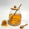 Tarro de Miel Transparente Creativo Gran Capacidad Almacenamiento Diario de Miel para el Hogar Tarro de Miel de Vidrio Borosilicato con Varilla para Remover