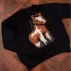 Suéter Jacquard de Pônei Faux Mink de Inverno para Homens, Estilo Retro Americano Preguiçoso, Macio e Quente, Malha de Corte Solto com Gola Redonda