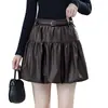 Falda corta abullonada para mujer, nuevo estilo otoño/invierno 2026, de cintura alta, adelgazante, falda acampanada plisada, anti-exposición, minifalda de capullo floral