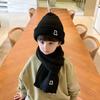 Conjunto de gorro y bufanda para niños estilo K, conjunto de dos piezas, gorro de punto para niño con forro polar grueso, gorro de invierno para niña.