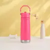 Copo térmico portátil de aço inoxidável transfronteiriço com duas canudos, copo para esportes ao ar livre de grande capacidade