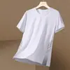 Camiseta de verano fina de seda de hielo para hombre, manga corta, top deportivo de secado rápido para fitness, camiseta de manga corta elástica para hombre