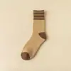 Calcetines de invierno para mujer, otoño e invierno, forro polar, calcetines gruesos de rizo, a rayas, moda, cálidos, a prueba de frío, longitud hasta la mitad de la pantorrilla, calcetines de moda largos
