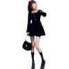 Ropa de invierno pequeña con estilo occidental, vestido negro pequeño estilo Hepburn corto, cintura alta, vestido alto de terciopelo, otoño e invierno para mujer