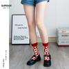 Calcetines Lolita de otoño e invierno para mujer, calcetines de algodón con estampado de amor, calcetines coreanos de estudiante rojos, dulces y frescos.