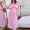 Verano 2026 Nueva Ropa para Mujer Transfronteriza Europea y Americana Vestido Delgado Elegante Color Sólido Abotonado Ceñido a la Cintura Vestido Largo