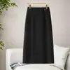 Falda midi de lunares de corte recto hecha a medida para mujer, nuevo estilo de otoño, con abertura trasera, casual, adelgazante, moderna y versátil