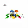 Escorregador combinado infantil para área externa, equipamento de playground para jardim de infância e comunidade, escorregador de torre dupla de plástico e balanço