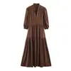 Vestido longo de cetim com decote V e amarração nas costas, elegante, estilo europeu e americano, novo da moda 2026, para o dia a dia