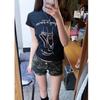 Shorts Jeans Camuflado Estilo Hot Girl Americana para Mulheres Verão 2025 Novo Estilo Workwear Cintura Baixa Elástico Efeito Emagrecedor Justo no Corpo Hot Pants