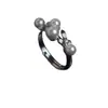 Anillo de Flor de Perlas Múltiples de Moda Exquisita Ajustable Anillo de Perla Nácar de Mar Profundo Diseño de Nicho Anillo Ajustable