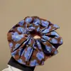 Scrunchie Retro de Bloques de Color Azules Estampados Diadema para el Cabello para Mujer Lazo para el Cabello Elegante de Lujo Ligero con Pliegues de Doble Capa