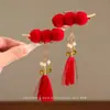 Acessório de Cabelo Laço Vermelho Infantil para Ano Novo, Grampo de Cabelo Estilo Tradicional para Meninas, Presilha de Cabelo Estilo Chinês Hanfu, Adorno de Cabelo para Bebê de Ano Novo