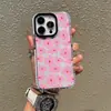 Capa de celular transfronteiriça doce e simples com estampa total floral rosa para iPhone 15, capa macia de TPU transparente, anti-queda para Apple 17