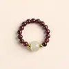 Anillo de turmalina de color natural, cuentas de la fortuna de nicho estilo chino, pulsera de granate, anillo de ágata de moda para atraer la riqueza al por mayor