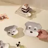 Plato Lindo de Dibujos Animados con Dos Compartimentos para Uso Doméstico, Vajilla de Cerámica de Alto Valor, Plato para Comida, Plato para Salsa para Dipear, Plato para Snacks, Plato para Frutas, Bol para Arroz