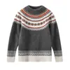 Suéter Infantil de Lã Espesso de Fio Duplo para Outono e Inverno Pulôver Retrô Fair Isle Tricô Básico para Meninas Suéter para Meninos e Meninas