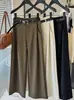 Terno de temperamento calça pantalona feminina primavera nova cintura alta drapeado calça reta estreita moda comprimento total listrada casual